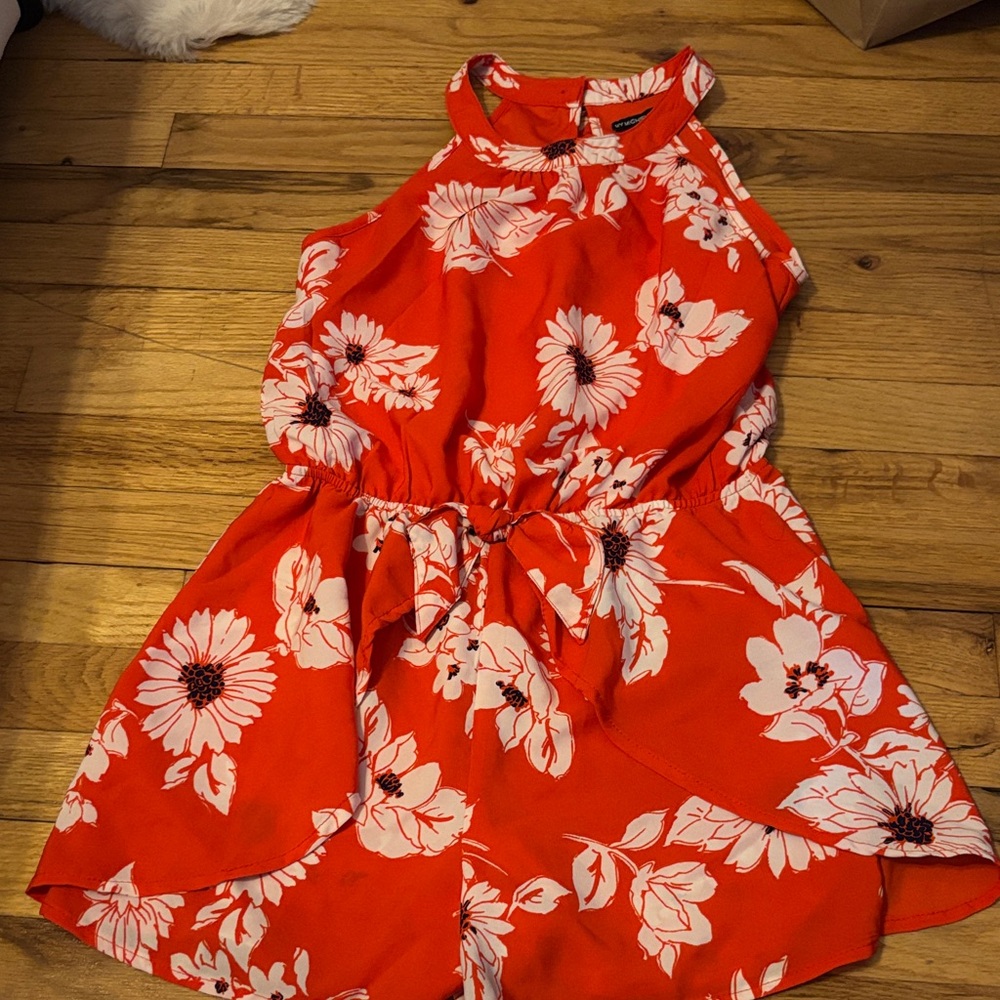My Michelle Red Floral Halter Romper